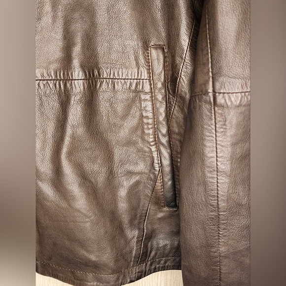 John Varvatos Soft and Luxurious Genuine Sheep Leather Racer Jacket Dk Brown-szL - Picture 13 of 15